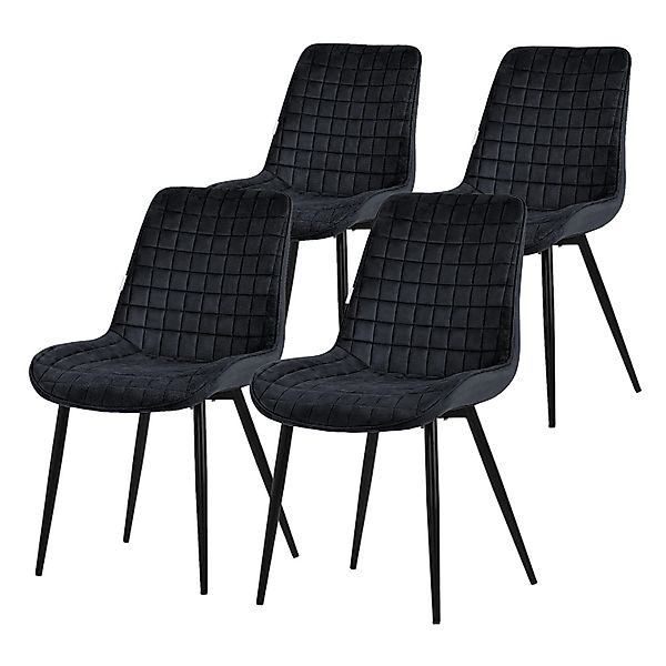 ML-Design Esszimmerstühle 4Er Set Schwarz Sitzfläche aus Samt mit Rückenleh günstig online kaufen