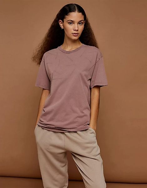 Topshop – Premium Leisure – T-Shirt in Distressed-Optik in Rosé-Rosa günstig online kaufen