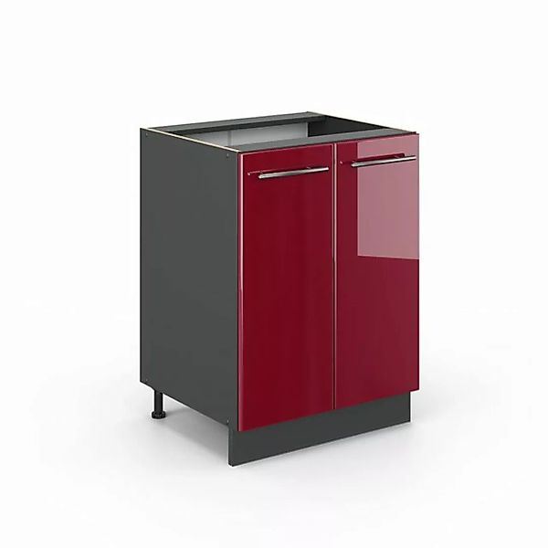 Vicco Unterschrank Küchenschrank 60 cm FAME-LINE Anthrazit Bordeaux-Rot Hoc günstig online kaufen