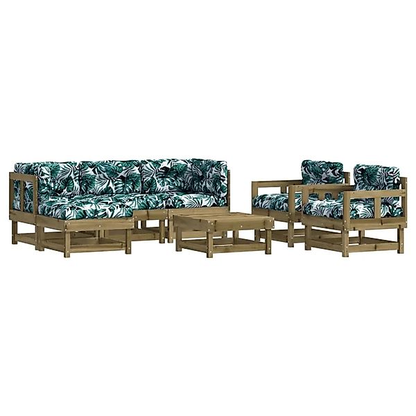 vidaXL 7-Tlg Garten-Lounge-Set mit Kissen Imprägniertes Kiefernholz 3185814 günstig online kaufen