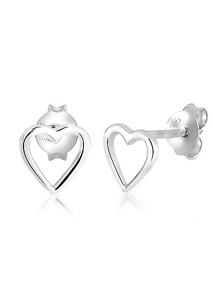 Elli Paar Ohrstecker Herz Basic Liebe Filigran Hochwertig 925 Silber, Herz günstig online kaufen