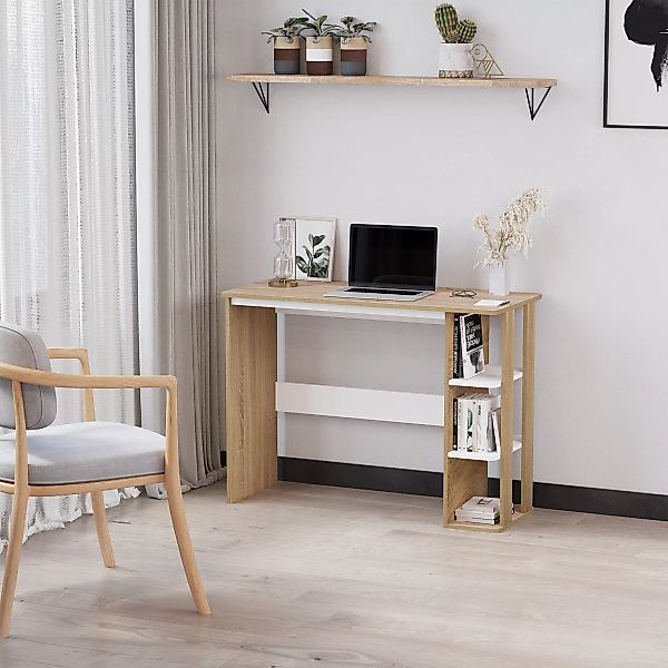 HOMCOM Schreibtisch mit Regal Bücherregal Computertisch Bürotisch 100x44x74 günstig online kaufen
