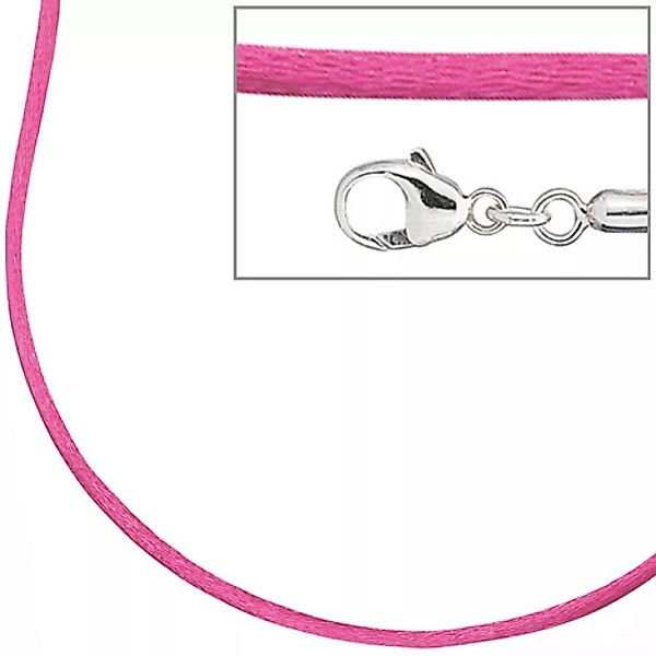 SIGO Collier Halskette Seide pink 42 cm, Verschluss 925 Silber Kette günstig online kaufen