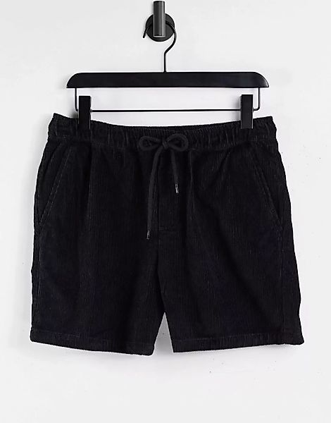 ASOS DESIGN – Kurz geschnittene Shorts aus Cord in Schwarz günstig online kaufen