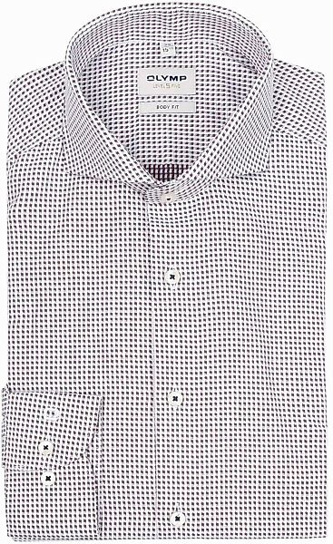 OLYMP Hemd Level 5 Druck Weiß Bordeaux - Größe 42 günstig online kaufen