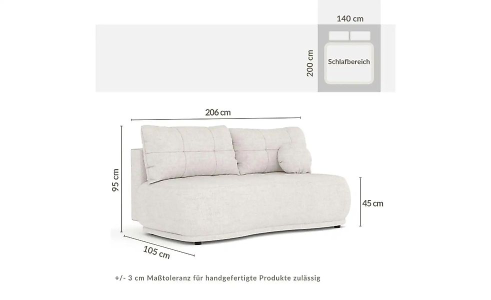 Einzelsofa   ¦ grau ¦ Maße (cm): B: 206 H: 95 Polstermöbel > Sofas > 3-Sitz günstig online kaufen