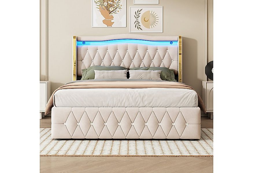 Celya Polsterbett Doppelbett, Mit Hydraulik zur Lagerung, Samtstoff (ohne M günstig online kaufen