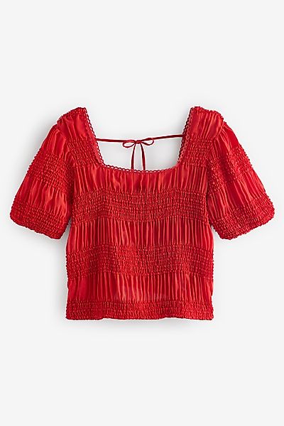 Next Blusenshirt Kurzärmeliges, gesmoktes Top mit günstig online kaufen