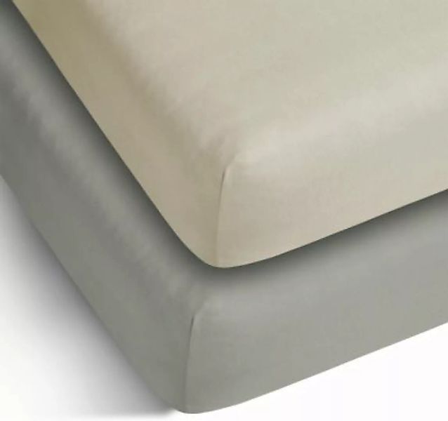 Aspero® 2 x Spannbettlaken aus Baumwolle Bettlaken beige/grau Gr. 140-160 x günstig online kaufen
