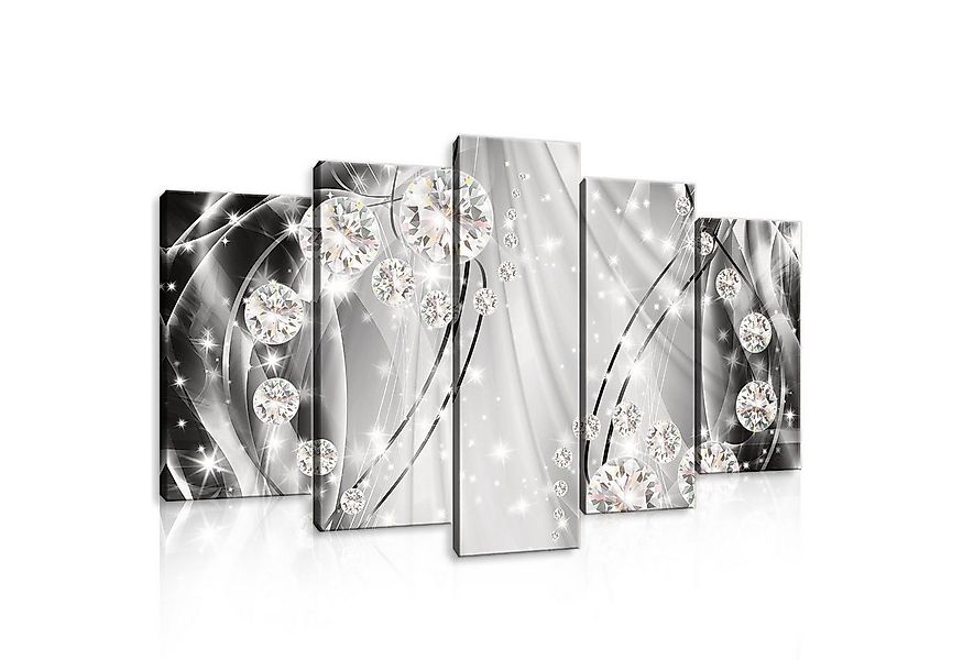 Wallarena Leinwandbild Abstrakt Set Diamanten Silber Wand Deko XXL Wandbild günstig online kaufen