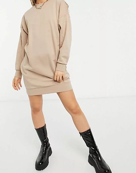 ASOS DESIGN – Sweatshirtkleid mit Ziernaht in Taupe-Braun günstig online kaufen