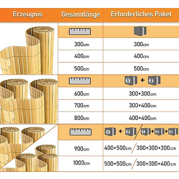 Clanmacy Balkonsichtschutz PVC Sichtschutzmatte Bambus Garten günstig online kaufen