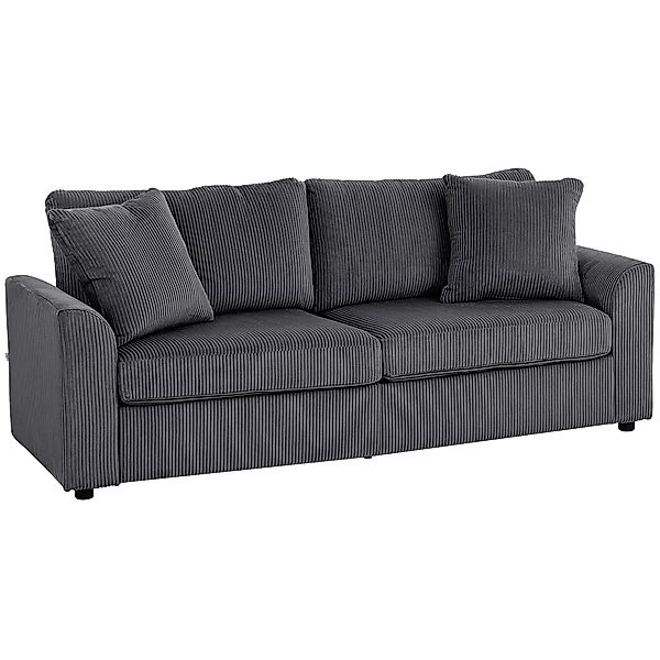 HOMCOM 3-Sitzer-Sofa, Couch mit Armlehnen, Zierkissen, Polstersofa mit Cord günstig online kaufen