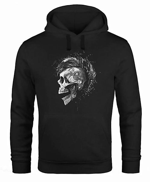 Neverless Hoodie Hoodie Herren Punk Mohawk Skull Totenkopf Irokese Print Ka günstig online kaufen