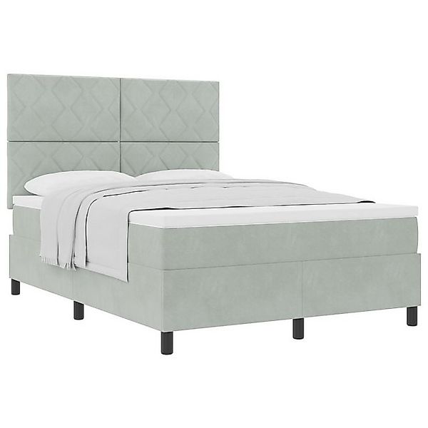 vidaXL Bett Boxspringbett mit Matratze Hellgrau 140x190 cm Samt (1-tlg) günstig online kaufen