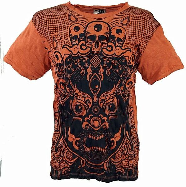 Guru-Shop T-Shirt Sure Herren T-Shirt Dämon - rostorange Goa Style, Festiva günstig online kaufen