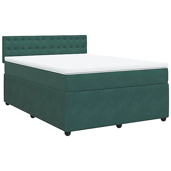 vidaXL Boxspringbett mit Matratze Dunkelgrün 140x190 cm Samt 3290049 günstig online kaufen