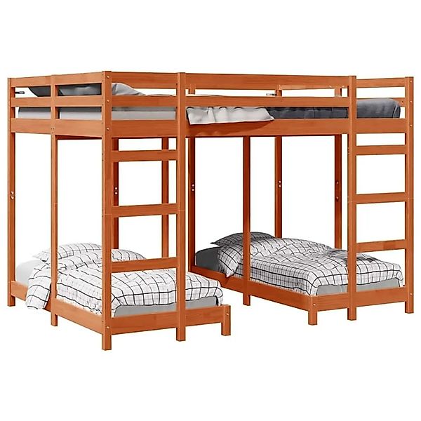 vidaXL Dreifach Etagenbettrahmen Wachsbraun 140 x 200 cm 3414566 günstig online kaufen