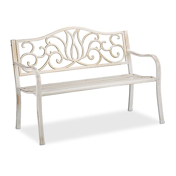 relaxdays Gartenbank Antik, Weiß-Bronze günstig online kaufen