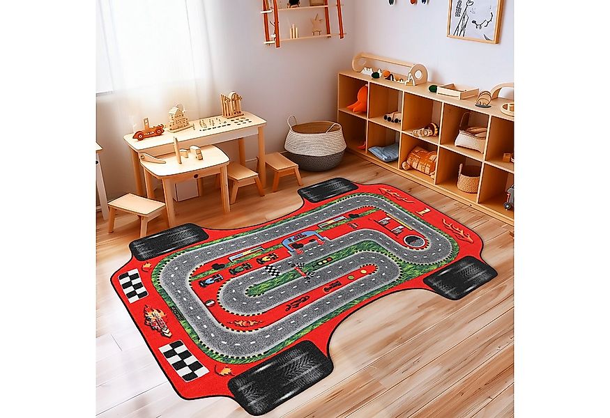 Carpettex Kinderteppich Rennstrecke, Rechteckig, Höhe: 7 mm, Kinderteppich günstig online kaufen