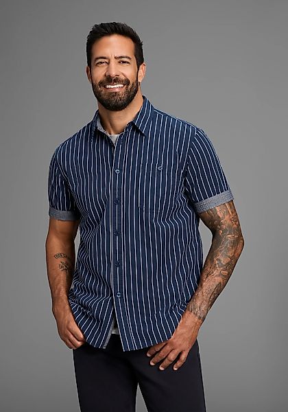 Mans World Kurzarmhemd, modern gestreift günstig online kaufen