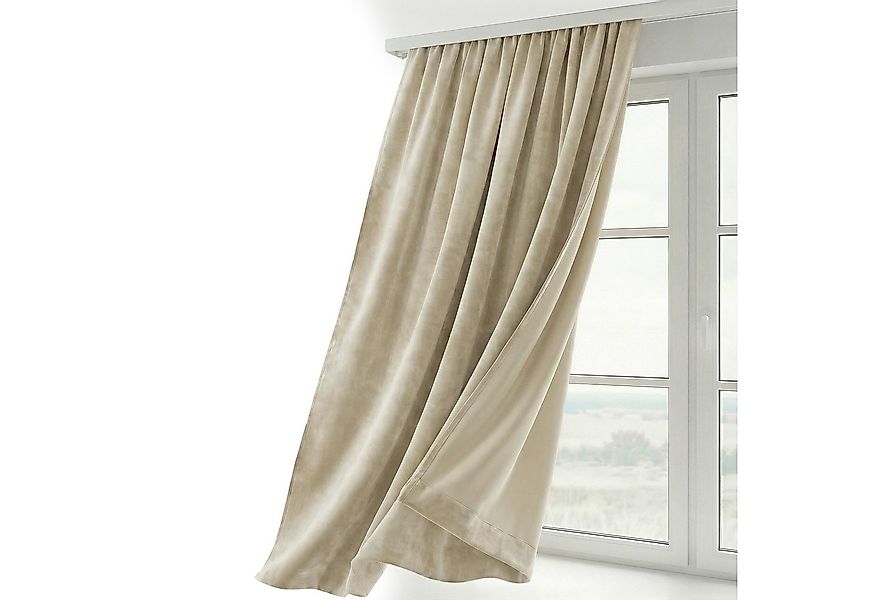 Beautex Verdunkelungsvorhang Samt Vorhang Kräuselband U-Band Gardine Velvet günstig online kaufen