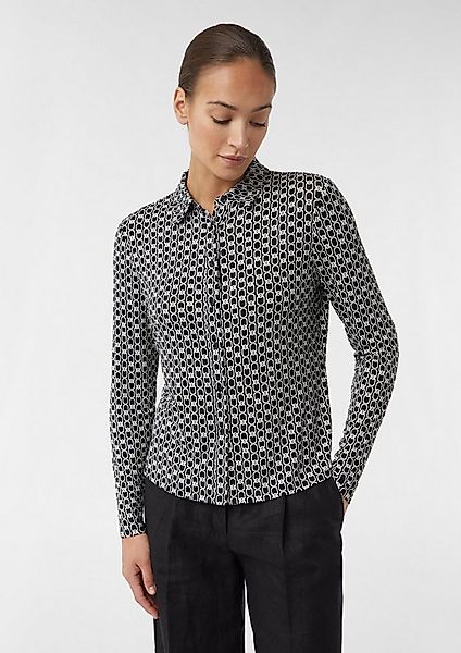 comma Langarmbluse T-Shirt Jerseybluse mit Hemdkragen aus Viskosemix günstig online kaufen