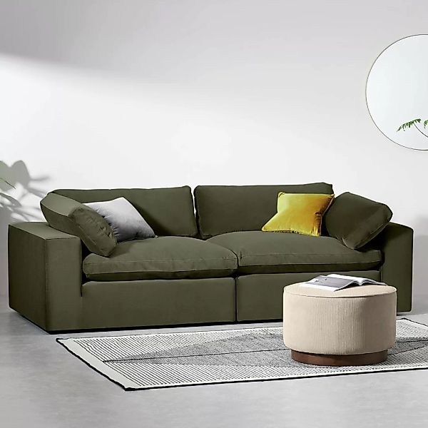 Samona 3-Sitzer Sofa, Samt in Pistaziengruen - MADE.com günstig online kaufen
