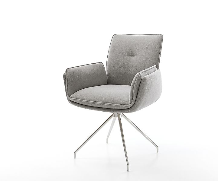 Esszimmerstuhl Nela-Flex Strukturstoff Soft Grau Kreuzgestell konisch Edels günstig online kaufen