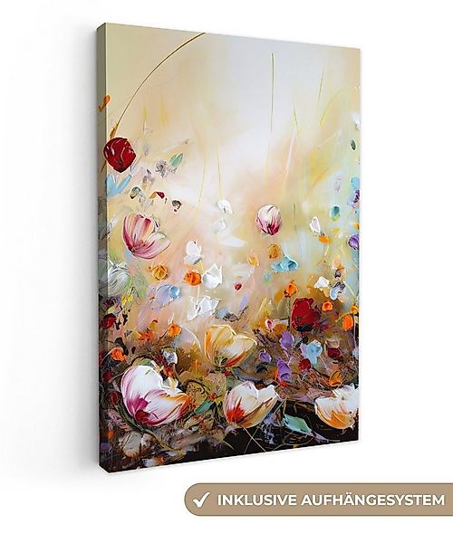 OneMillionCanvasses® Leinwandbild Ölfarben - Blumen - Farbenfroh - Natur, F günstig online kaufen