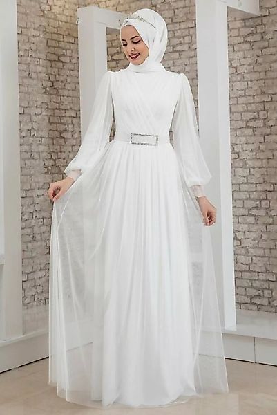 fashionshowcase Abendkleid Damen Glitzer Maxikleid mit Volant Abiye Abaya H günstig online kaufen