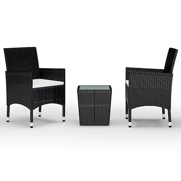 vidaXL 3-Tlg Bistro-Set Poly-Rattan und Hartglas Schwarz 3095933 günstig online kaufen
