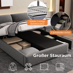 STILVORA Polsterbett 140×200 Bettgestell mit Bettkasten,Jugendbett günstig online kaufen
