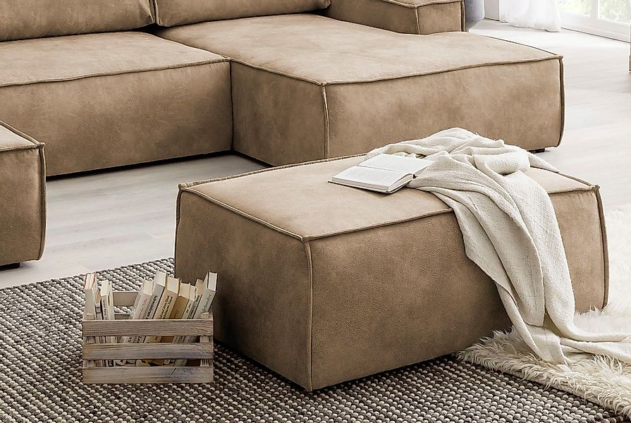 Home affaire Hocker "SHERWOOD, Polsterhocker in 3 Stoffarten verfügbar", pa günstig online kaufen