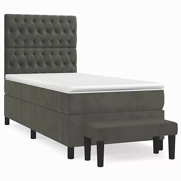 vidaXL Boxspringbett Boxspringbett mit Matratze Dunkelgrau 90x200 cm Samt B günstig online kaufen