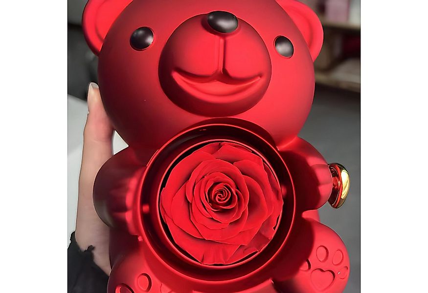 Kunstblume Ewige Rose Valentinstagsgeschenk, Rosenbär, Halskette mit Verpac günstig online kaufen