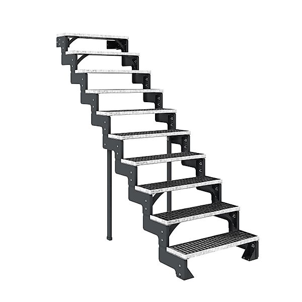 Dolle Außentreppe Gardentop Anthrazit 10 Gitterroststufe 80 cm Ohne Gelände günstig online kaufen