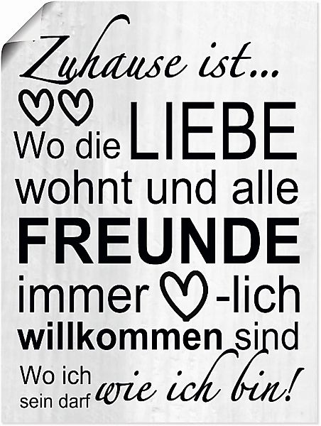 Artland Wandbild "Wo die Liebe wohnt" Sprüche & Texte 1 Stk. tlg. als Leinw günstig online kaufen