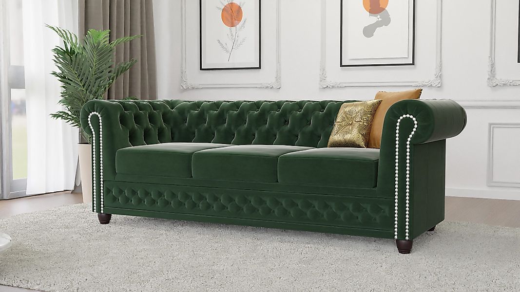 S-Style Möbel Chesterfield-Sofa Lena 3-Sitzer mit günstig online kaufen