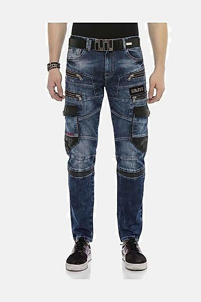 Cipo & Baxx Regular-fit-Jeans DENIM bequeme Jeans mit auffälligen Applikati günstig online kaufen