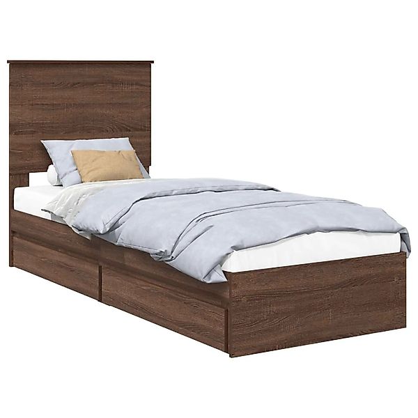 vidaXL Stauraumbett Braun Eichen-Optik 75 x 190 cm Holzwerkstoff 3411263 günstig online kaufen