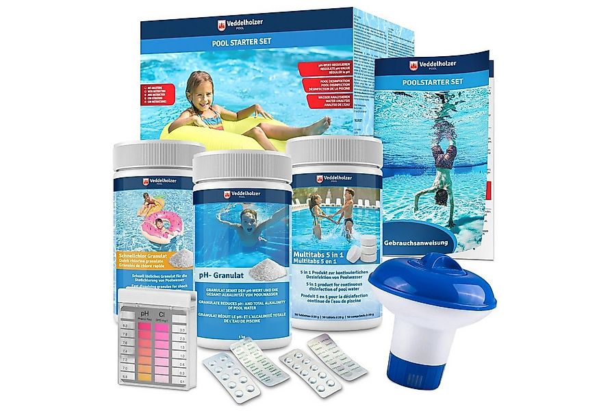Veddelholzer Poolpflege 5 in 1 Pool Reinigungsset pH Granulat Chlortablette günstig online kaufen