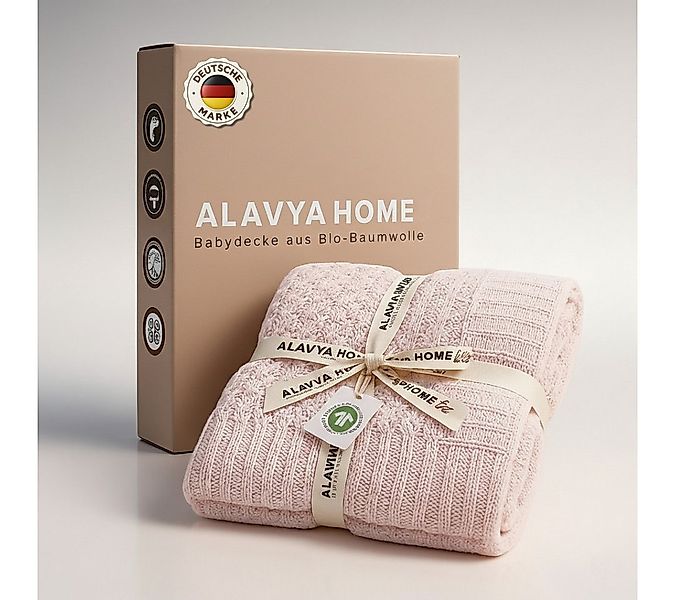 Babydecke Strickdecke 75x100 cm aus 100% Bio Baumwolle, Alavya Home®, Herbs günstig online kaufen