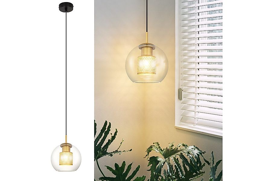 ZMH Pendelleuchte Esszimmer 1 Flammig Modern 150CM E27 Glas Hängelampe Flur günstig online kaufen