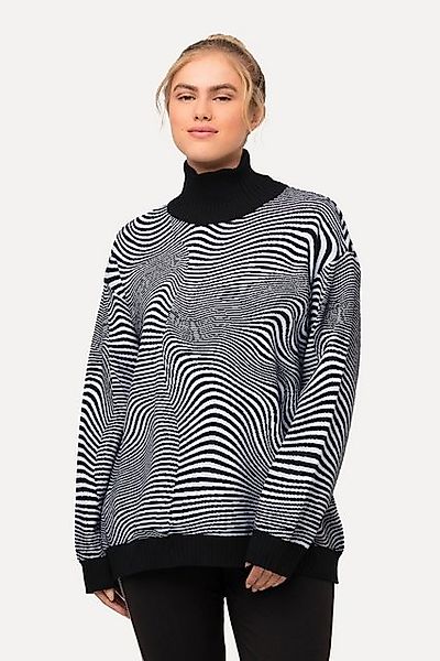 Ulla Popken Strickpullover Pullover Wellenmuster Oversized Stehkragen Langa günstig online kaufen