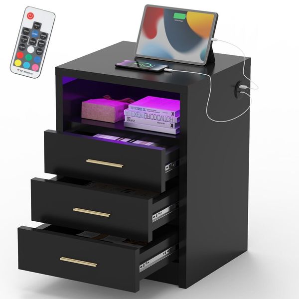 WILGOON Nachttisch Nachttisch Sofatisch mit LED-Beleuchtung,Nachtschrank günstig online kaufen