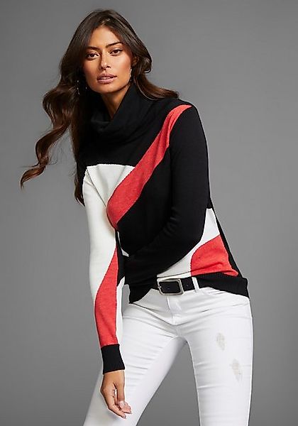 Laura Scott Schalkragenpullover mit Colorblock günstig online kaufen