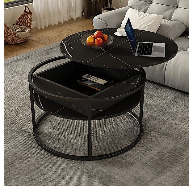 Vicco Couchtisch Marlo, Schwarz/Marmor-Weiß, 77 x 77 cm günstig online kaufen