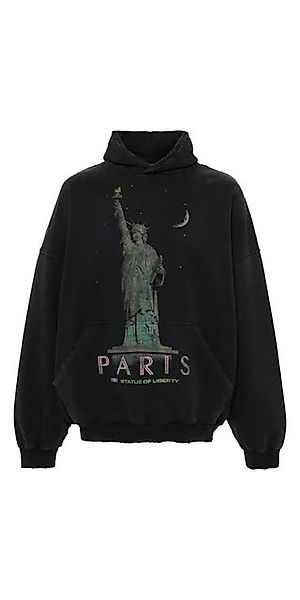 Balenciaga Rundhalspullover Balenciaga Paris Liberty distressed Hoodie Schw günstig online kaufen