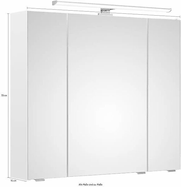 Saphir Spiegelschrank "Quickset Badschrank, 3 Spiegeltüren, 6 Einlegeböden, günstig online kaufen